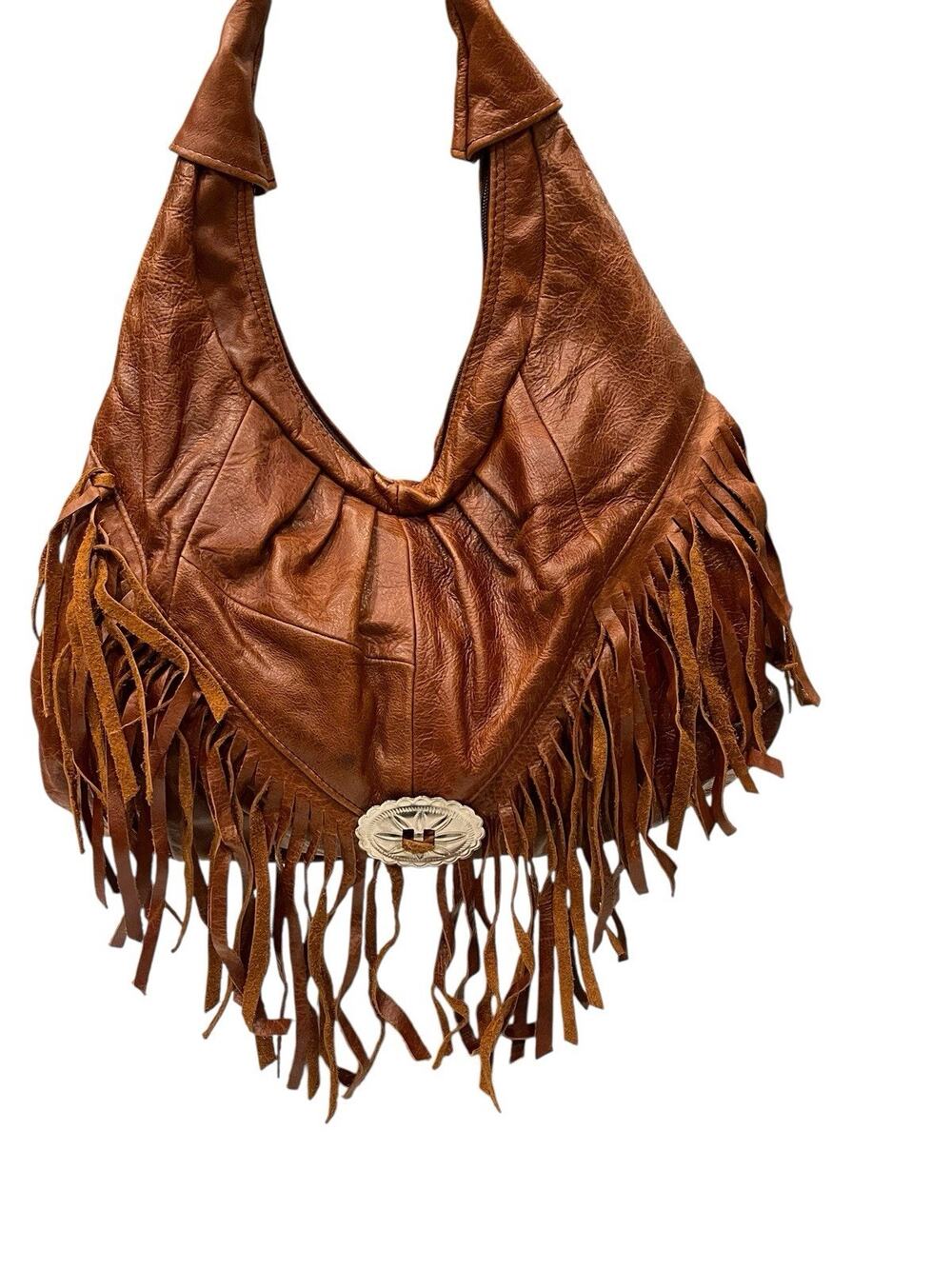 Vintage Distressed Leather Purse Fringe Mexico, Boho, Festival Purse